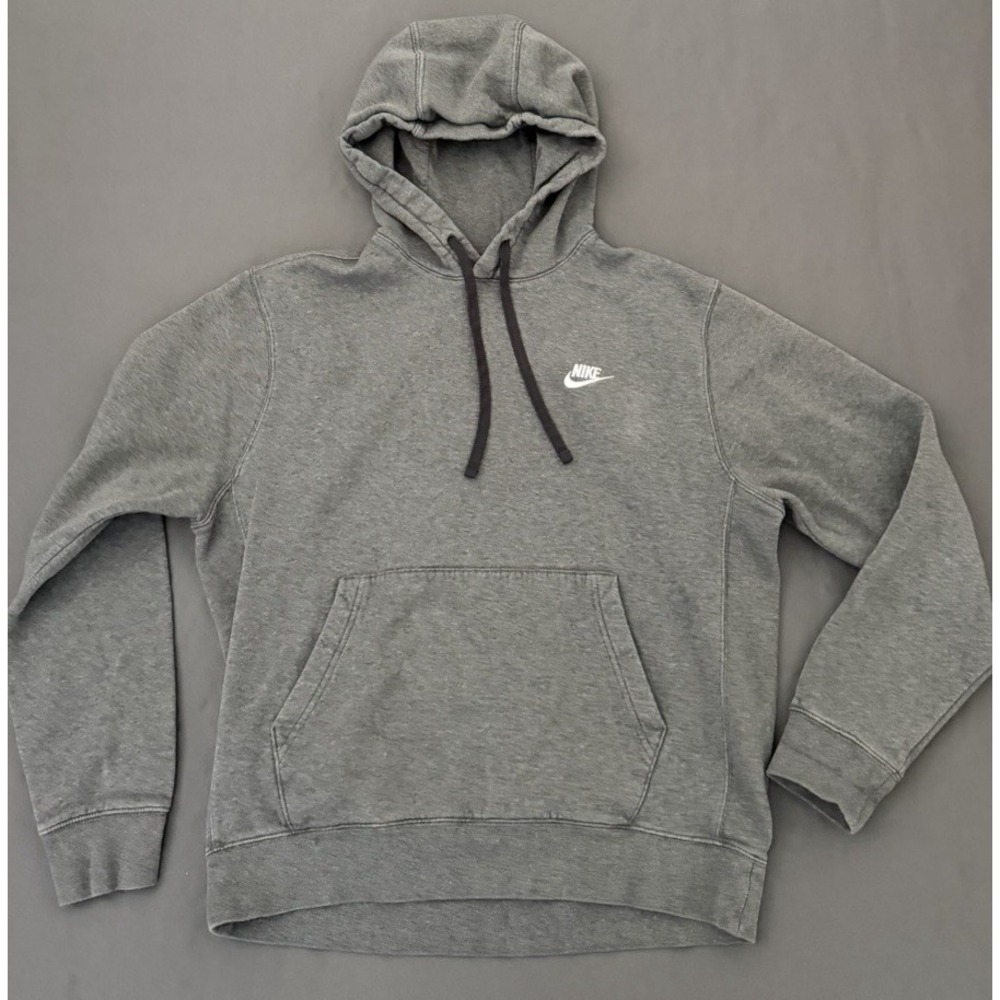 Nike Club Fleece Hoodie Mens Medium Gray BV2654-071 Sportswear Pullover Swoosh